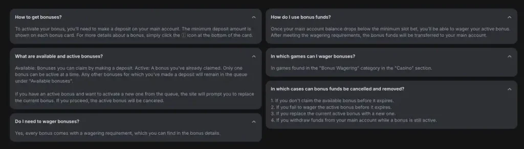 1win FAQ section with common questions and answers